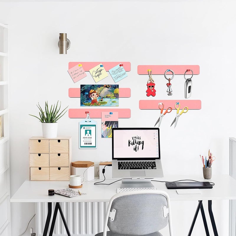 Arlasuo Felt Pin Board Bar Strips Bulletin Board for Bedrooms Offices Home Wall Decoration, Notice Board Self Adhesive Cork Board with 35 Push Pins for Paste Notes, Photos, Schedules - Image 4